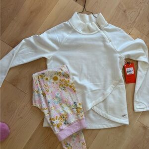 Freely cream shirt and leggingss. Girls sizes 10